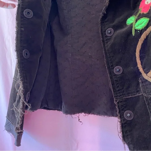 1970 Johnny Was Vintage Joystick Embroidered Brown Corduroy Blazer Jacket Large - Picture 10 of 13